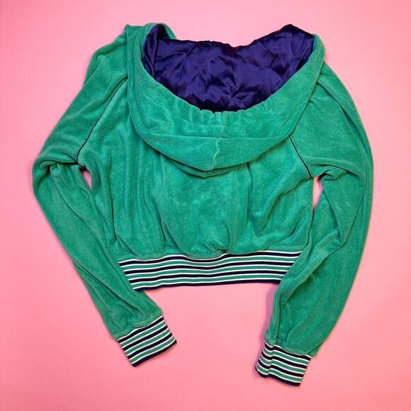 Rare vintage Y2K early 2000s BeBe green sporty embellished bling hoodie - Picture 6 of 8